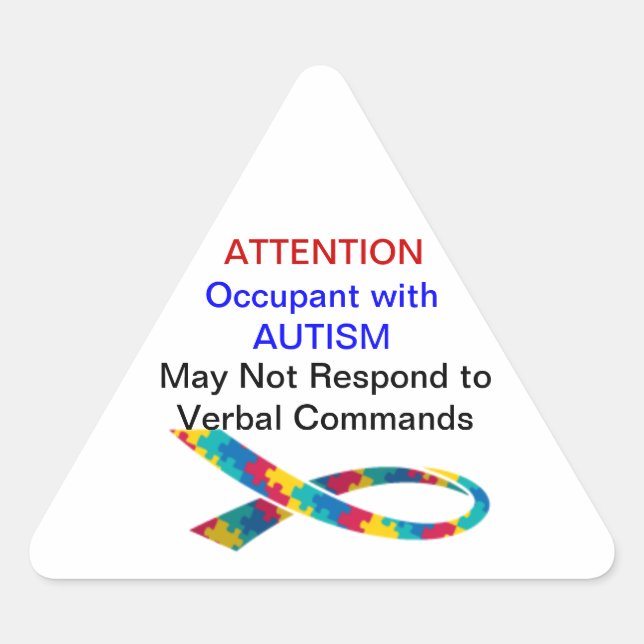 attention! Occupant has Autism Stickers (Front)