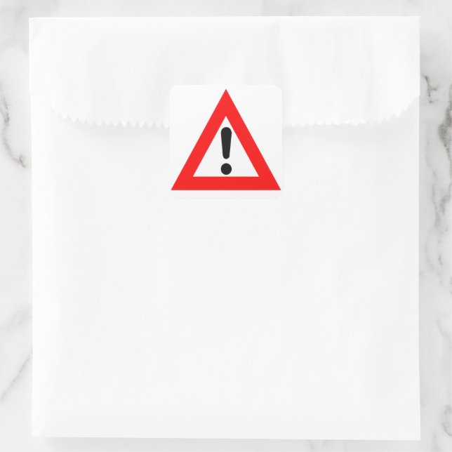 Attention Triangle Symbol Square Sticker (Bag)