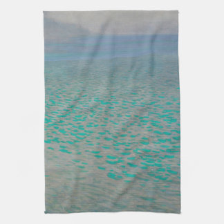 Attersee, Coastal Landscape Painting, Gustav Klimt Tea Towel