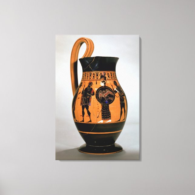 Attic black-figure olpe depicting Athena Confronti Canvas Print (Front)