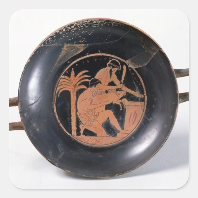 Attic red-figure cup square sticker (Front)