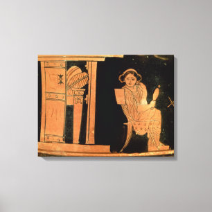 Attic red figure pyxis depicting a bride, 5th cent canvas print