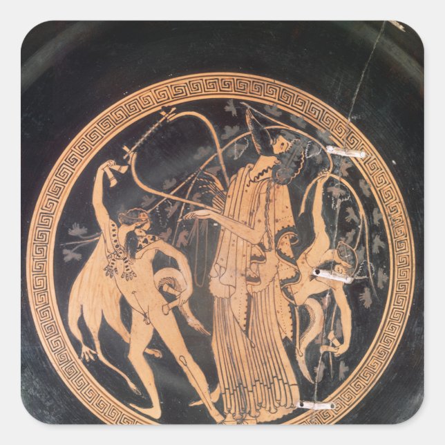 Attic red-figure vase square sticker (Front)