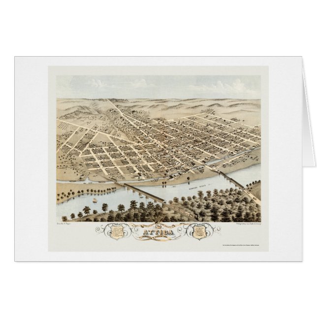 Attica, IN Panoramic Map - 1869 (Front Horizontal)