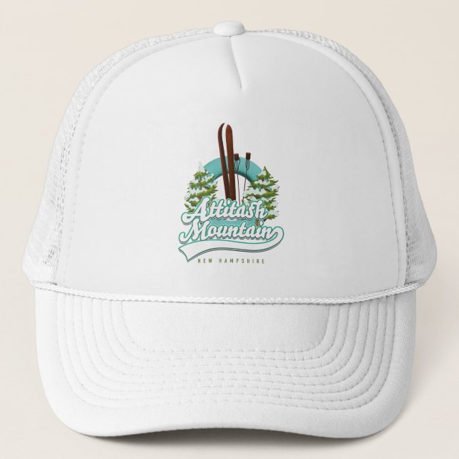 Attitash mountain new hampshire ski logo trucker hat (Front)