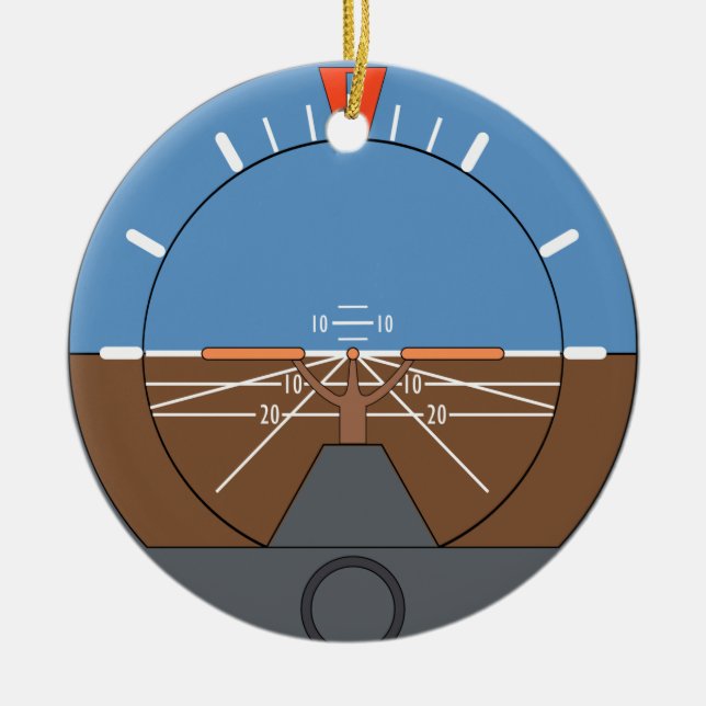 Attitude Indicator Aircraft Flight Instrument Ceramic Tree Decoration (Front)