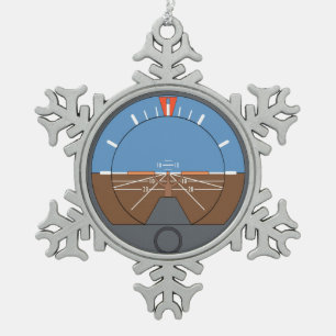 Attitude Indicator Aircraft Flight Instrument Snowflake Pewter Christmas Ornament