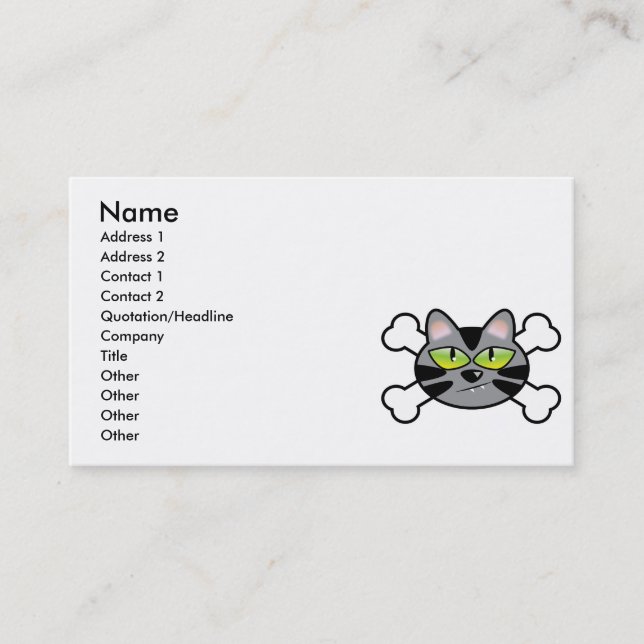attitude kitty cat and crossbones business card (Front)