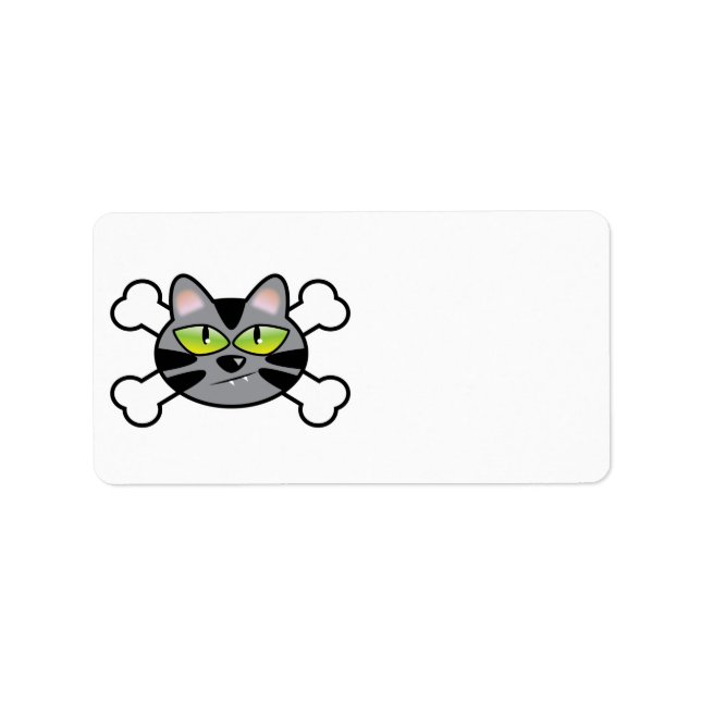 attitude kitty cat and crossbones label (Front)