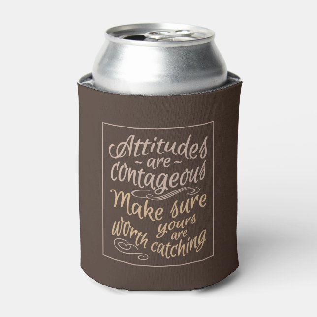 ATTITUDES custom monogram motivational can cooler (Can Front)