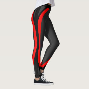 Attoni Dark Grey Red and Black Side Stripe Sports Leggings