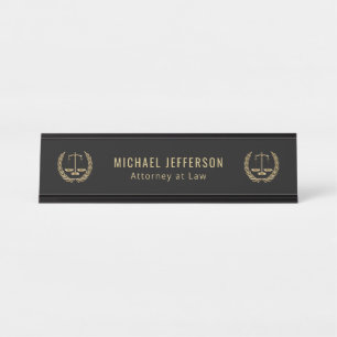 Attorney at Law  - Black and Gold Desk Name Plate