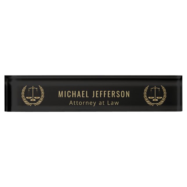 Attorney at Law  - Black and Gold Nameplate (Front)