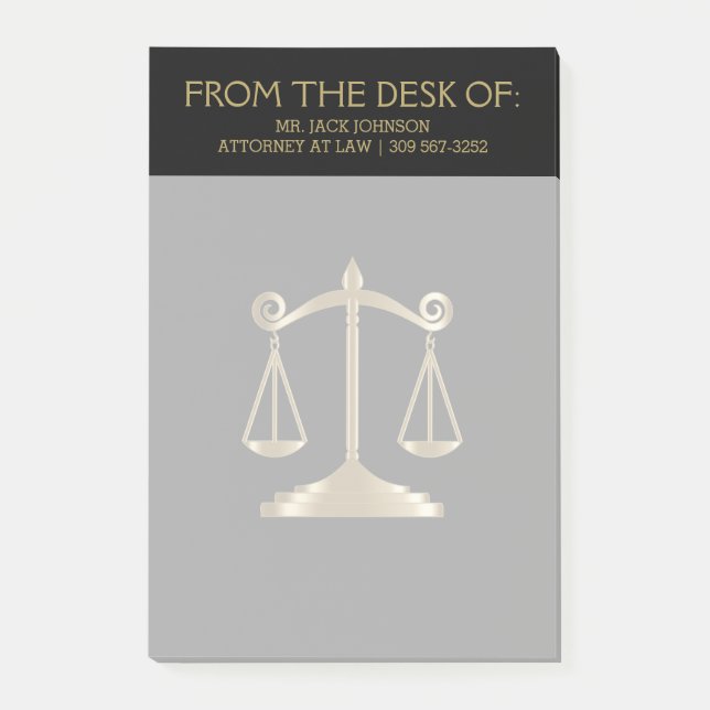 Attorney at Law - Black and Gold Post-it Notes (Front)