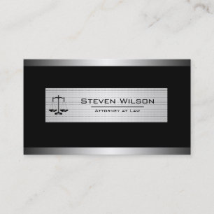 Attorney At Law Black and Silver Legal Scale Business Card