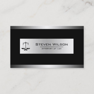 Attorney At Law Black and Silver Steel Legal Scale Business Card