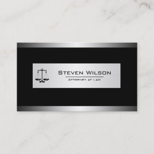 Attorney At Law Black and Silver Steel Legal Scale Business Card
