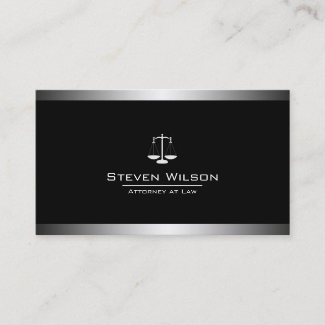 Attorney At Law Black and White Legal Scale Business Card (Front)