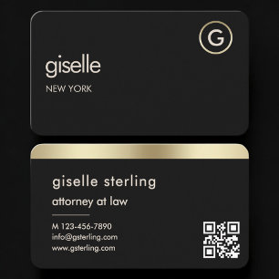 Attorney at Law Black Gold QR Code Business Card