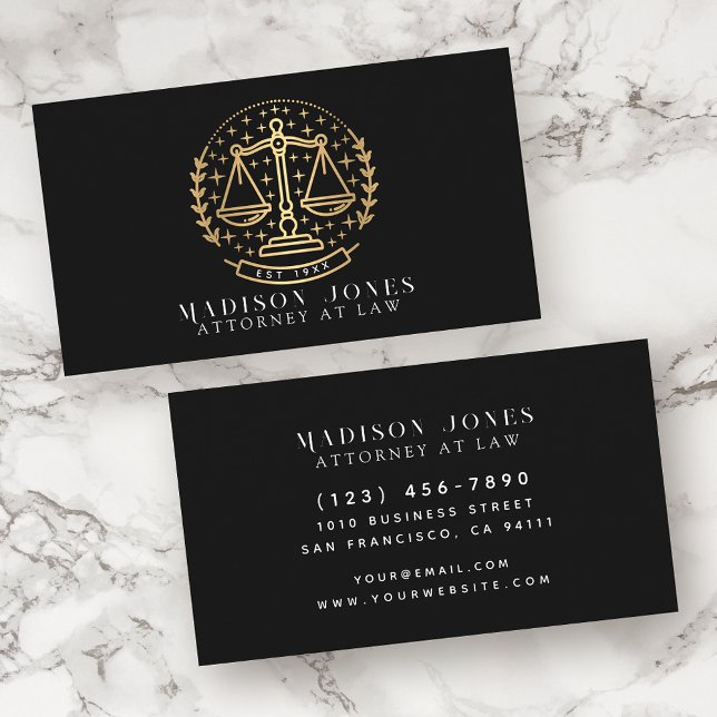 Attorney at Law Black Lawyer Business Business Card (Creator Uploaded)