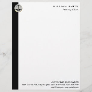 Attorney At Law Black Scale Lawyer Justice Custom Letterhead