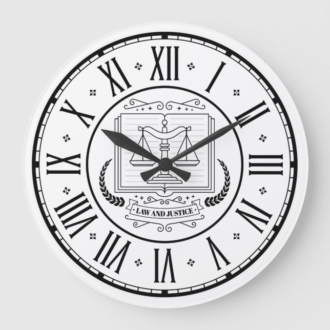 ATTORNEY AT LAW | Black White Large Clock (Front)