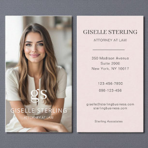 Attorney at Law Blush Pink Photo Professional Business Card