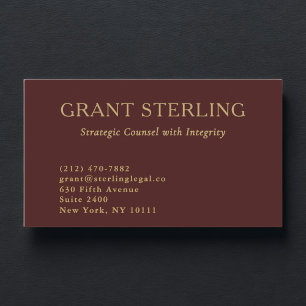 Attorney at Law Burgundy Gold Legal  Business Card