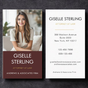 Attorney at Law Burgundy Gold Photo Business Card