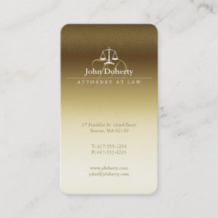 Attorney at Law Classy Golden Scales of Justice Business Card