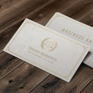 Attorney at Law Classy Linen Elegant Lawyer Business Card