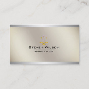 Attorney At Law Cream White Gold Legal Scale Business Card