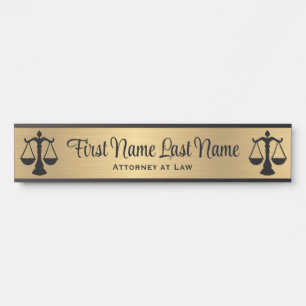 Attorney at Law Door Signs Lawyer Gold Long Name