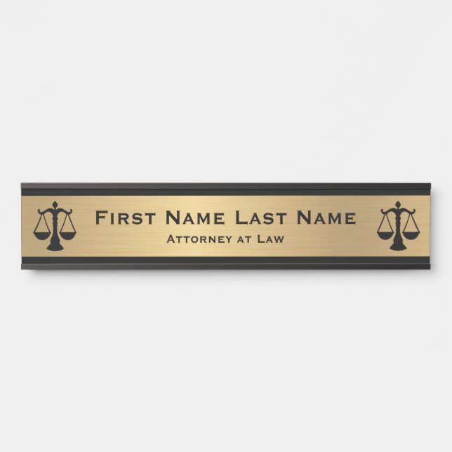 Attorney at Law Door Signs Lawyer Gold Long Name   (Front)