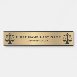 Attorney at Law Door Signs Lawyer Gold Long Name  