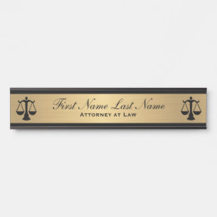 Attorney at Law Door Signs Lawyer Gold Long Name