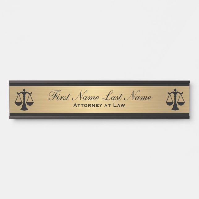 Attorney at Law Door Signs Lawyer Gold Long Name (Front)