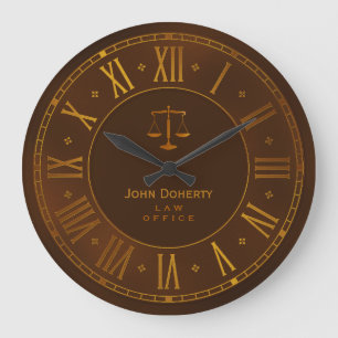 ATTORNEY AT LAW   Elegant Brown Personalizable Large Clock
