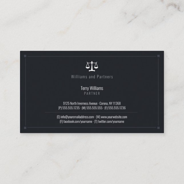 ATTORNEY AT LAW | Elegant Classy Business Card (Back)