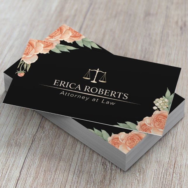 Attorney at Law Elegant Floral Lawyer Business Card (Creator Uploaded)