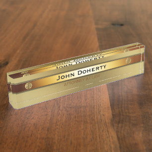 ATTORNEY AT LAW elegant gold Nameplate