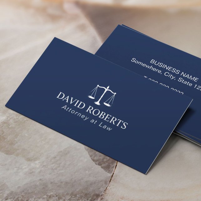 Attorney at Law Elegant Navy Blue Lawyer Business Card (Creator Uploaded)