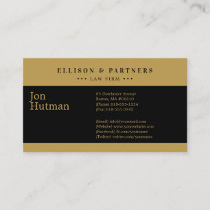 Attorney at Law Elegant Plain Gold Black Business Card