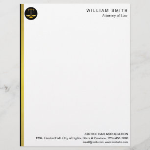 Attorney At Law Faux Gold Scale Lawyer Justice Custom Letterhead