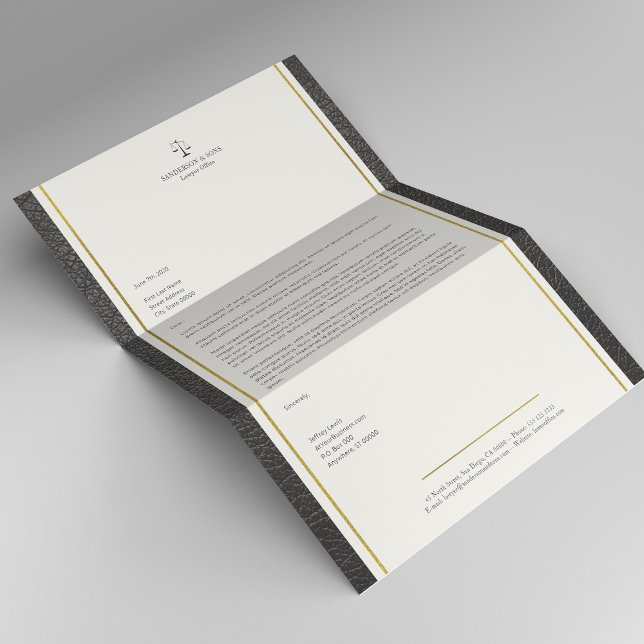 Attorney at law faux leather gold stripes elegant custom letterhead (Creator Uploaded)