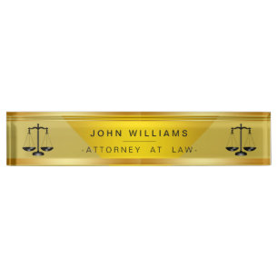 Attorney At Law Gold Black Legal Scale Classic Nameplate