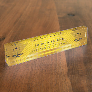 Attorney At Law Gold Black Legal Scale Classic Nameplate