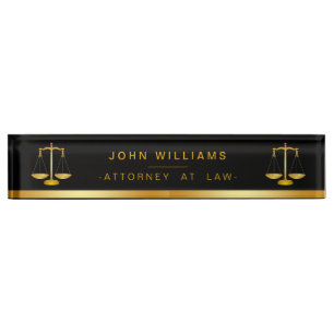 Attorney At Law Gold Black Legal Scale Classic Nameplate