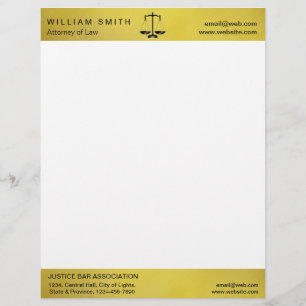 Attorney At Law Gold Metal Legal Scale Lawyer Custom Letterhead