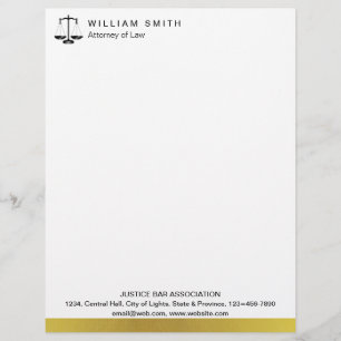 Attorney At Law Gold Metal Legal Scale Lawyer Custom Letterhead